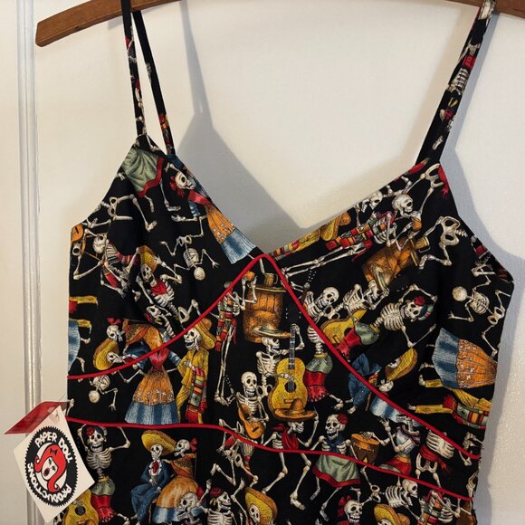Partying skeletons /Day of the Dead dress by Paper Doll Productions S - Picture 6 of 13